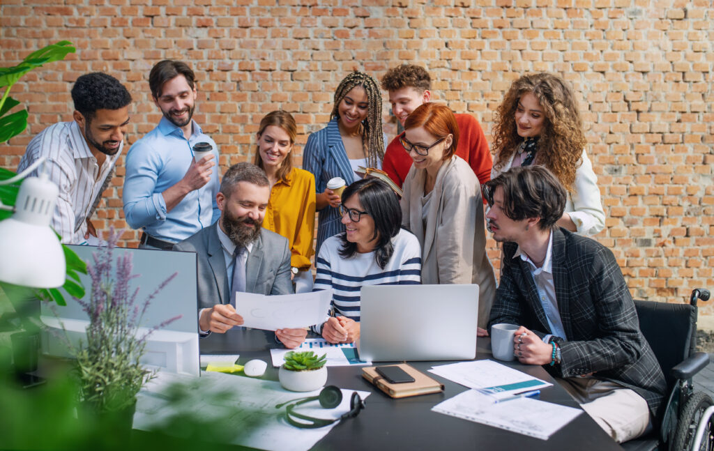 A team from a direct marketing company having a meeting.